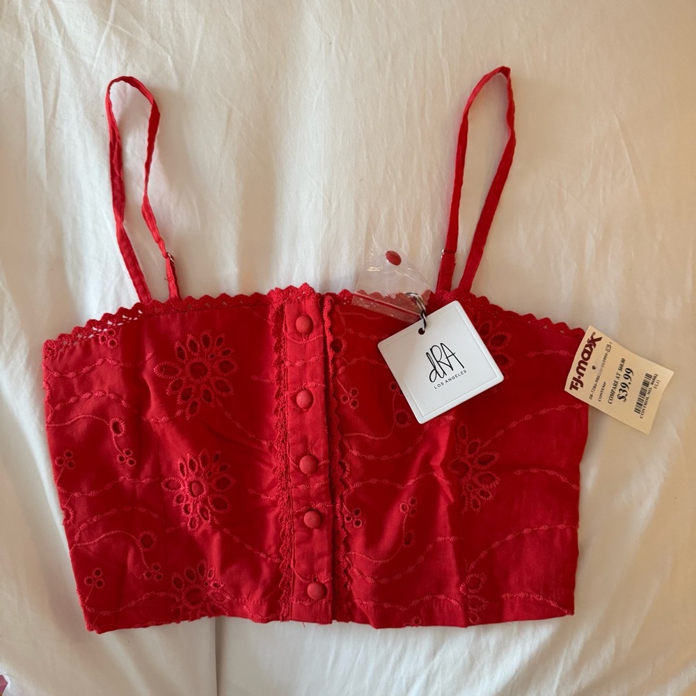 Women’s Red Embroidered Crop Top, size S